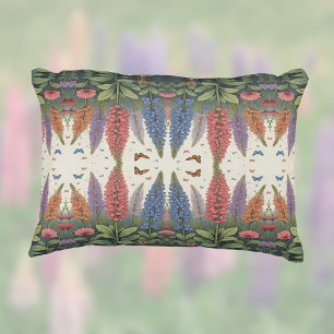 Blommönstret Lupine Flowers Butterflies Vintage Prydnadskudde