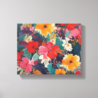 Blommönstret Lush och Vibrant Canvastryck