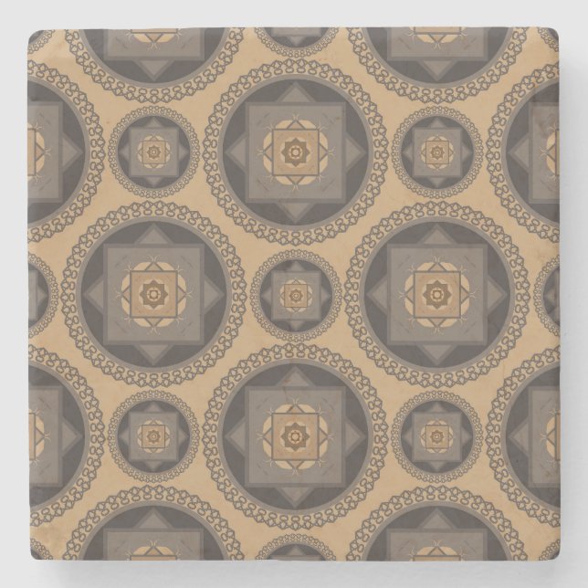 Blommönstret Luxury Abstrakt Mandala Stenunderlägg (Framsidan)