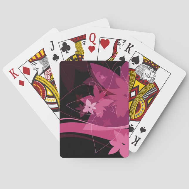 Blommönstret magenta casinokort (Baksidan)