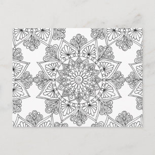 Blommönstret Mandala Coloring Vykort