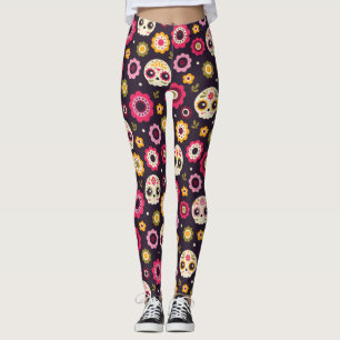 Blommönstret mexikanskt sockerskikt leggings