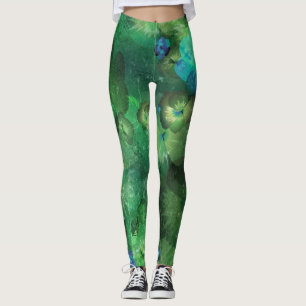 Blommönstret Mint Watercolor Leggings