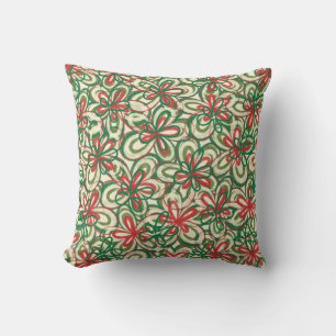 Blommönstret Modern Boho målade jul Kudde