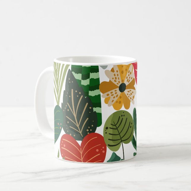 Blommönstret Modern botaniskt skogsbruk Kaffemugg (Framsida vänster)