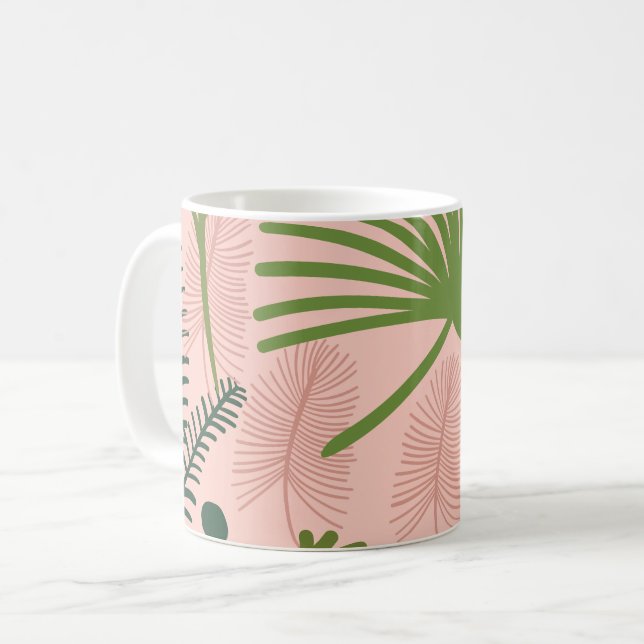 Blommönstret Modern dekorativ avverkning Kaffemugg (Framsida vänster)