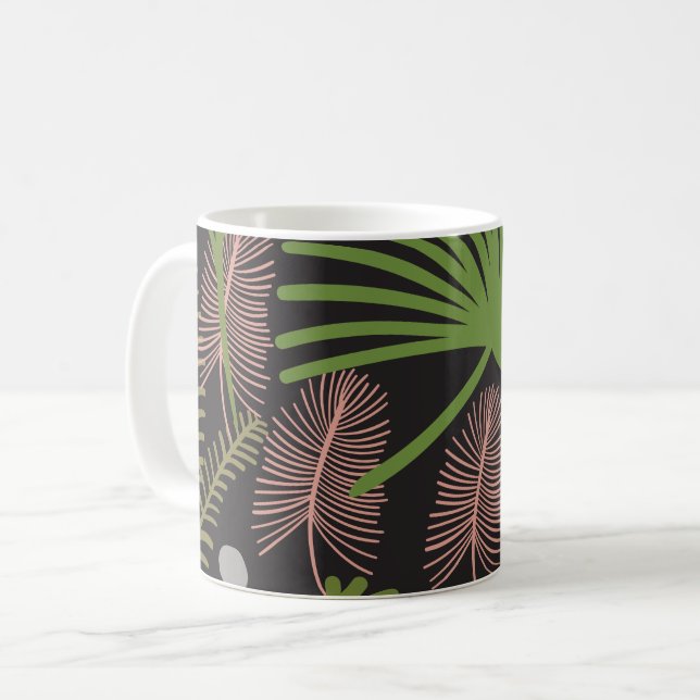 Blommönstret Modern dekorativ avverkning Kaffemugg (Framsida vänster)