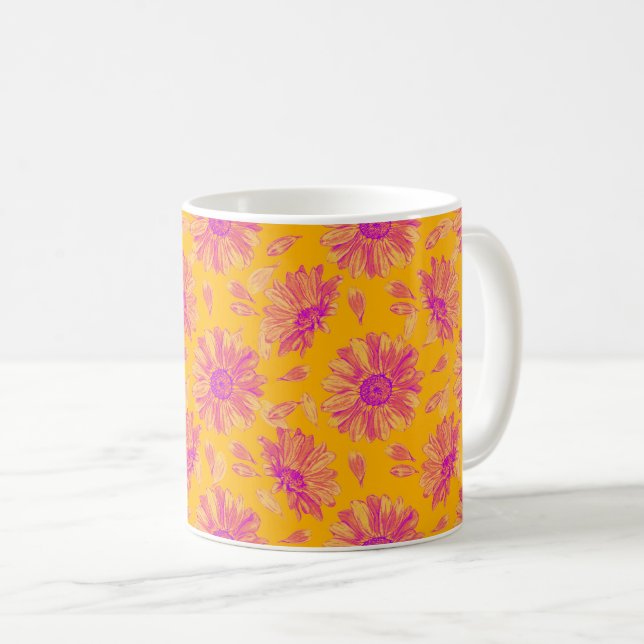 Blommönstret Modern färgen Watercolor Kaffemugg (Framsida höger)