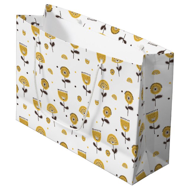 Blommönstret Modern Gult i mitten av århundradet (Framsidan Vinklad)