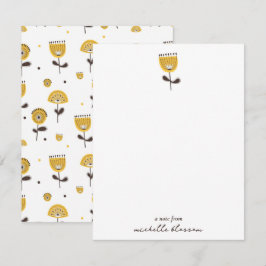 Blommönstret Modern Gult i mitten av århundradet Anteckningskort