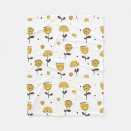 Blommönstret Modern Gult i mitten av århundradet Fleecefilt