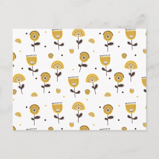 Blommönstret Modern Gult i mitten av århundradet Helg Vykort (Framsida)