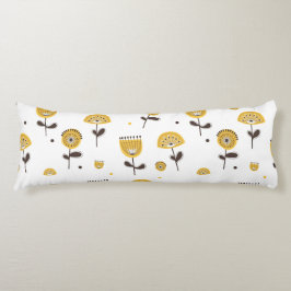 Blommönstret Modern Gult i mitten av århundradet Kroppskudde