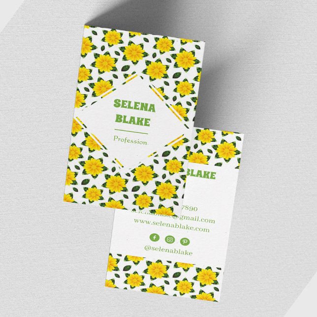 Blommönstret Modern minimalistisk Lodrät Visitkort (Skapare uppladdad)