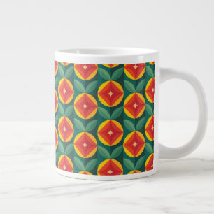 Blommönstret Modern Orange i mitten av århundradet Jumbo Mugg