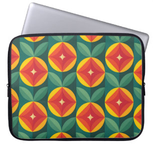 Blommönstret Modern Orange i mitten av århundradet Laptop Fodral