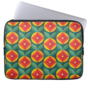 Blommönstret Modern Orange i mitten av århundradet Laptop Fodral