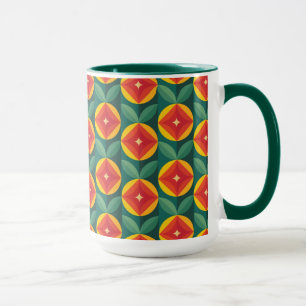 Blommönstret Modern Orange i mitten av århundradet Mugg