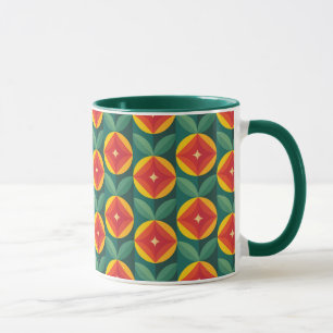 Blommönstret Modern Orange i mitten av århundradet Mugg
