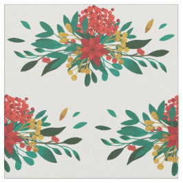 Blommönstret Modern Red Grönt & Guld jul Tyg