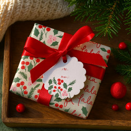 Blommönstret Modern Red & Grönt Jul Gåvor Etiketter