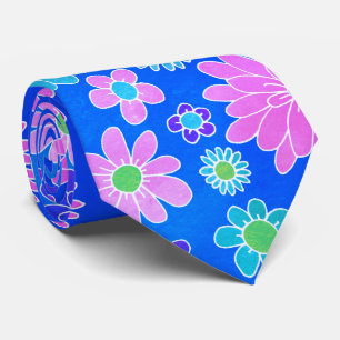 Blommönstret Modern Rosa och blå Daisy Slips