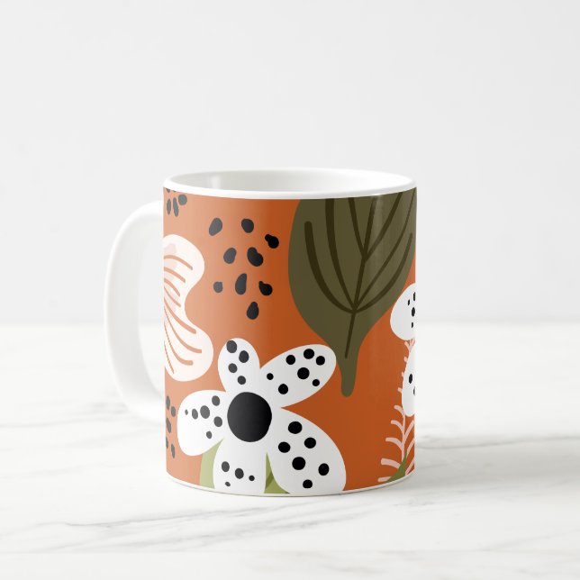 Blommönstret Modern Söt Foliage Kaffemugg (Framsida vänster)