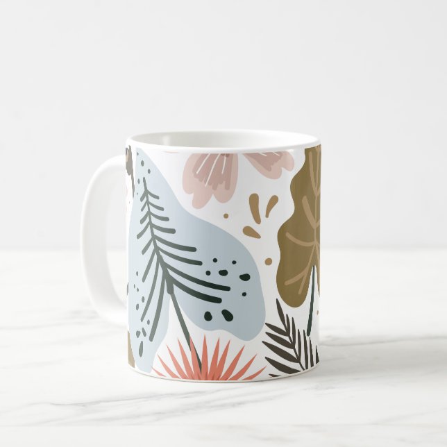 Blommönstret Modern Söt Foliage Kaffemugg (Framsida vänster)