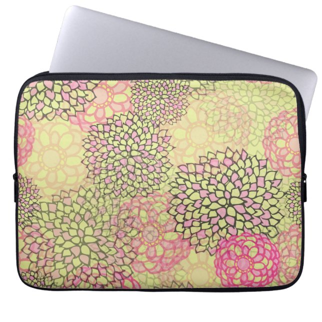 Blommönstret Modern Trendig Laptop Sleeve (Framsidan)