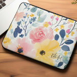 Blommönstret Modern vattenfärg Laptop Fodral<br><div class="desc">Fin vattenfärgsillustration stil.</div>