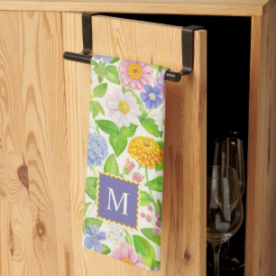 Blommönstret Monogram Apron Kökshandduk