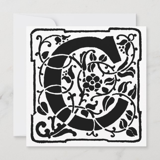 Blommönstret Monogram C Initial Black and White (Framsida)