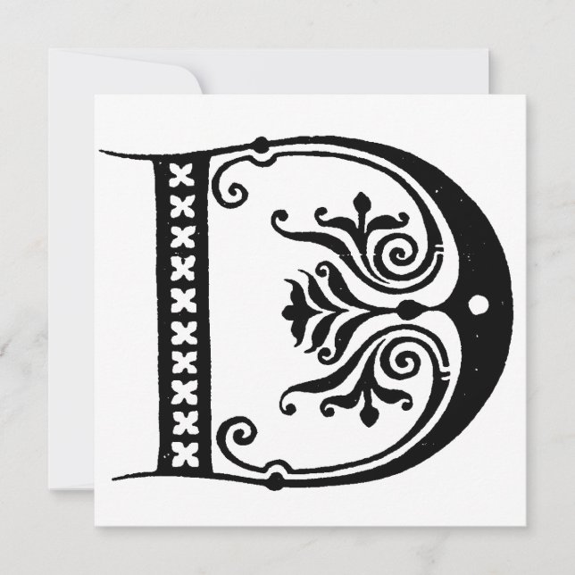 Blommönstret Monogram D för svartvit start (Framsida)