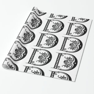 Blommönstret Monogram D för svartvit start Presentpapper