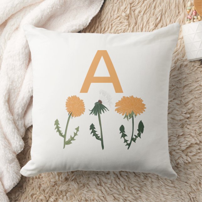 Blommönstret Monogram Dandelion Orange Kudde (Filt)