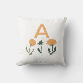 Blommönstret Monogram Dandelion Orange Kudde