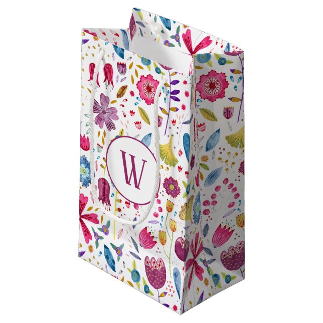Blommönstret Monogram första vattenfärgen (Framsidan Vinklad)