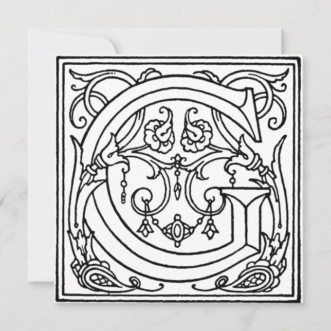 Blommönstret Monogram G initial Black and White (Framsida)