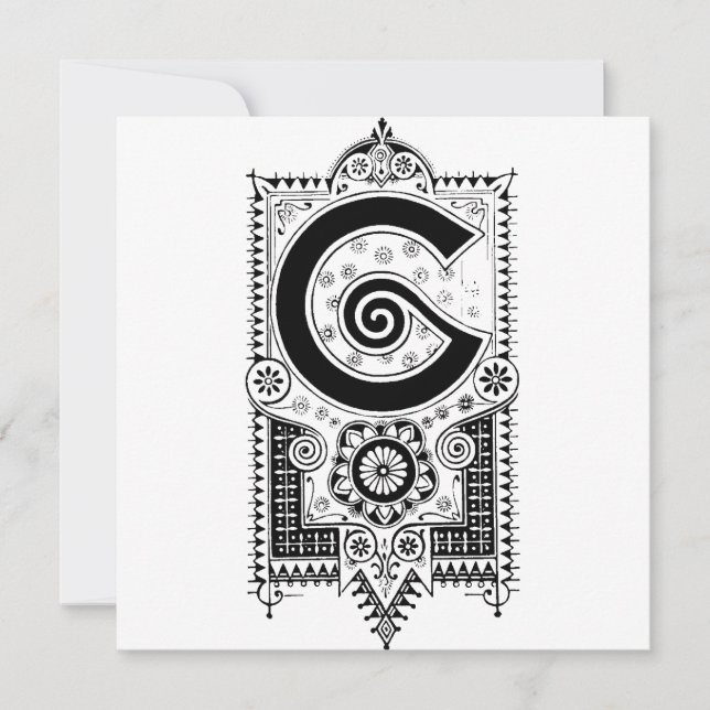 Blommönstret Monogram G initial Black and White (Framsida)
