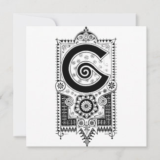 Blommönstret Monogram G initial Black and White