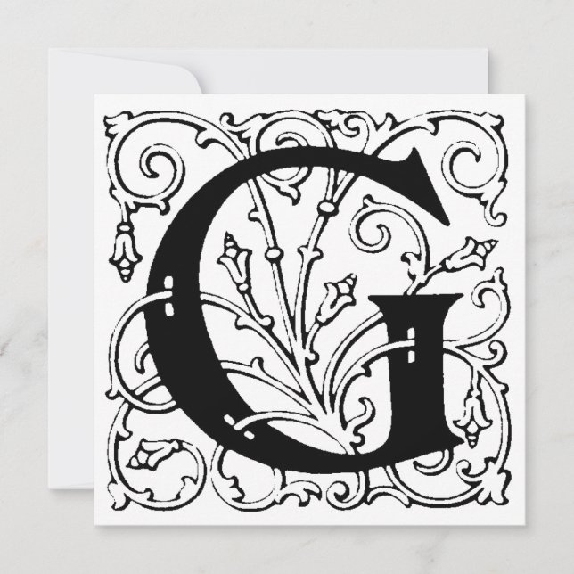Blommönstret Monogram G initial Black and White (Framsida)
