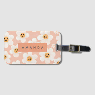 Blommönstret Monogram Personlig Smile Daisy Bagagebricka