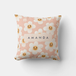 Blommönstret Monogram Personlig Smile Daisy Kudde