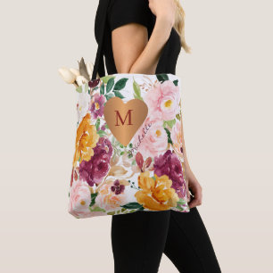 Blommönstret Monogrammad chic Tygkasse