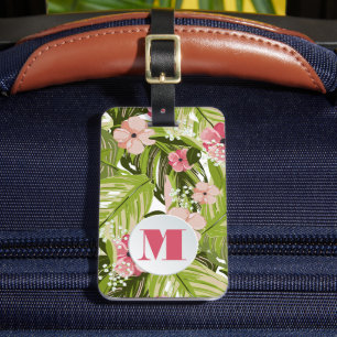 Blommönstret Monogrammade tropiska växter Bagagebricka