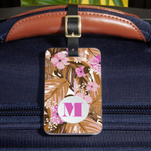 Blommönstret Monogrammade tropiska växter Bagagebricka