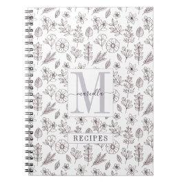 Blommönstret Monogrammed personlig, recept Anteckningsbok