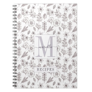 Blommönstret Monogrammed personlig, recept Anteckningsbok