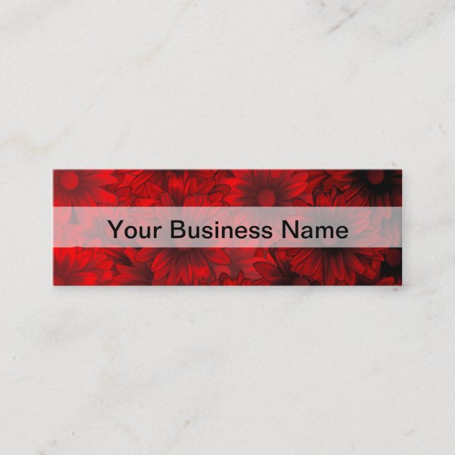 blommönstret mörk röd mini visitkort (Framsida)