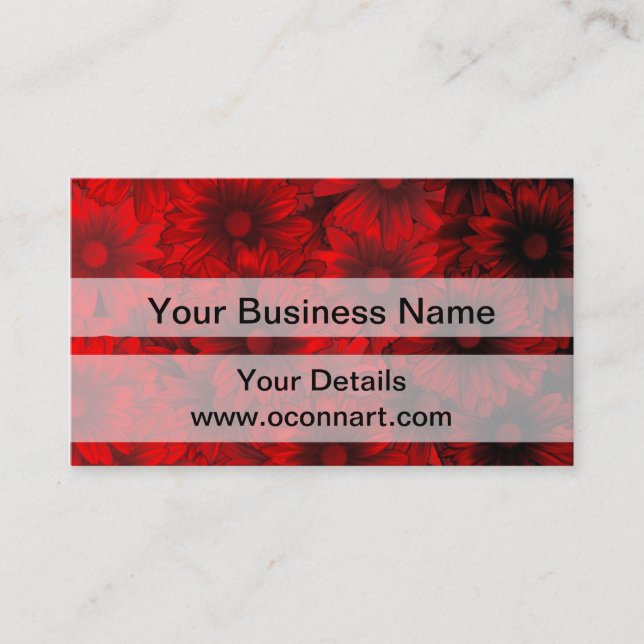 blommönstret mörk röd visitkort (Framsida)